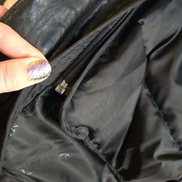 Perry Ellis Portfolio Black Insulated Leather Jacket Removeable Down Liner - Picture 12 of 16